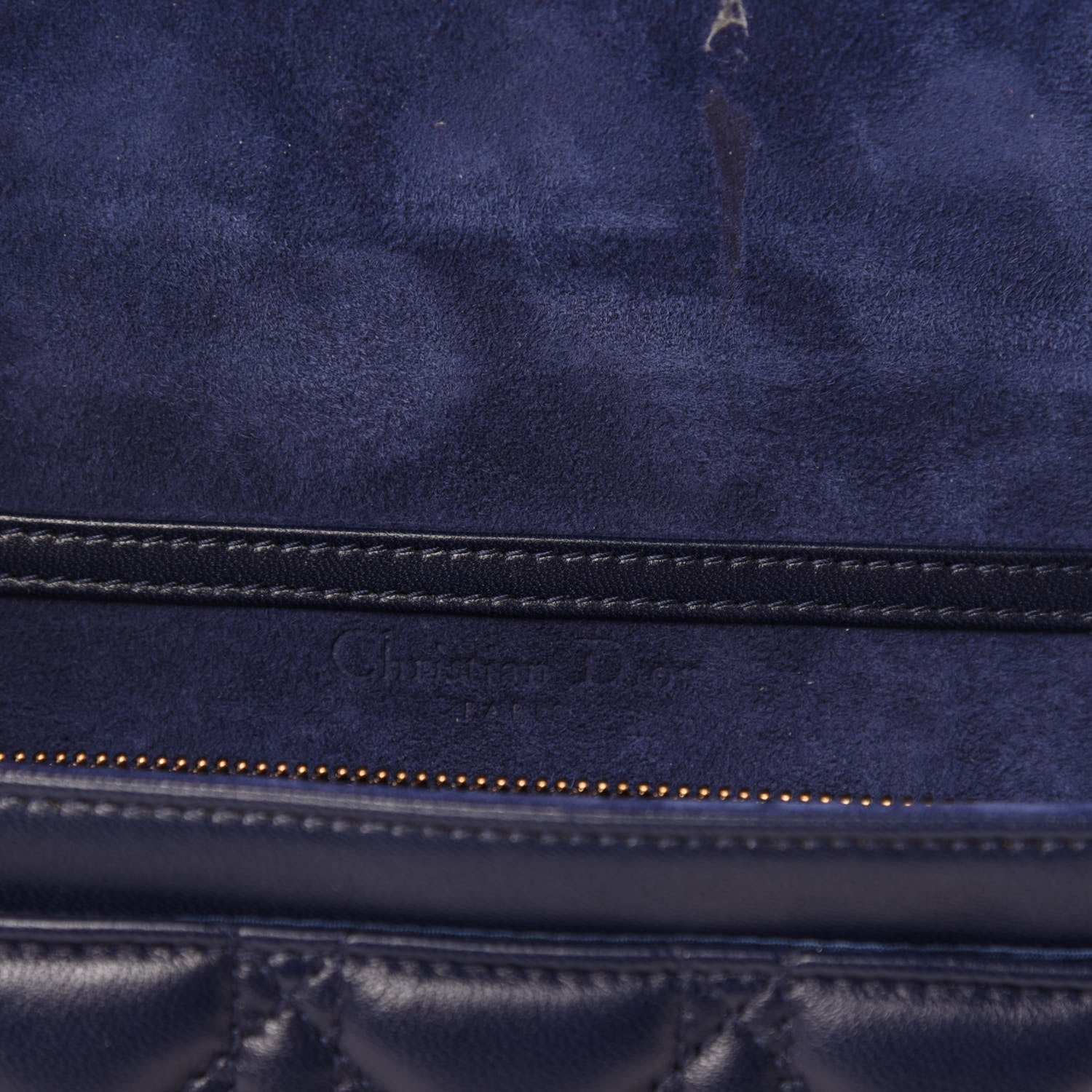 Christian Dior Lambskin Cannage Dioraddict Wallet on Chain Clutch Navy 9 of 11