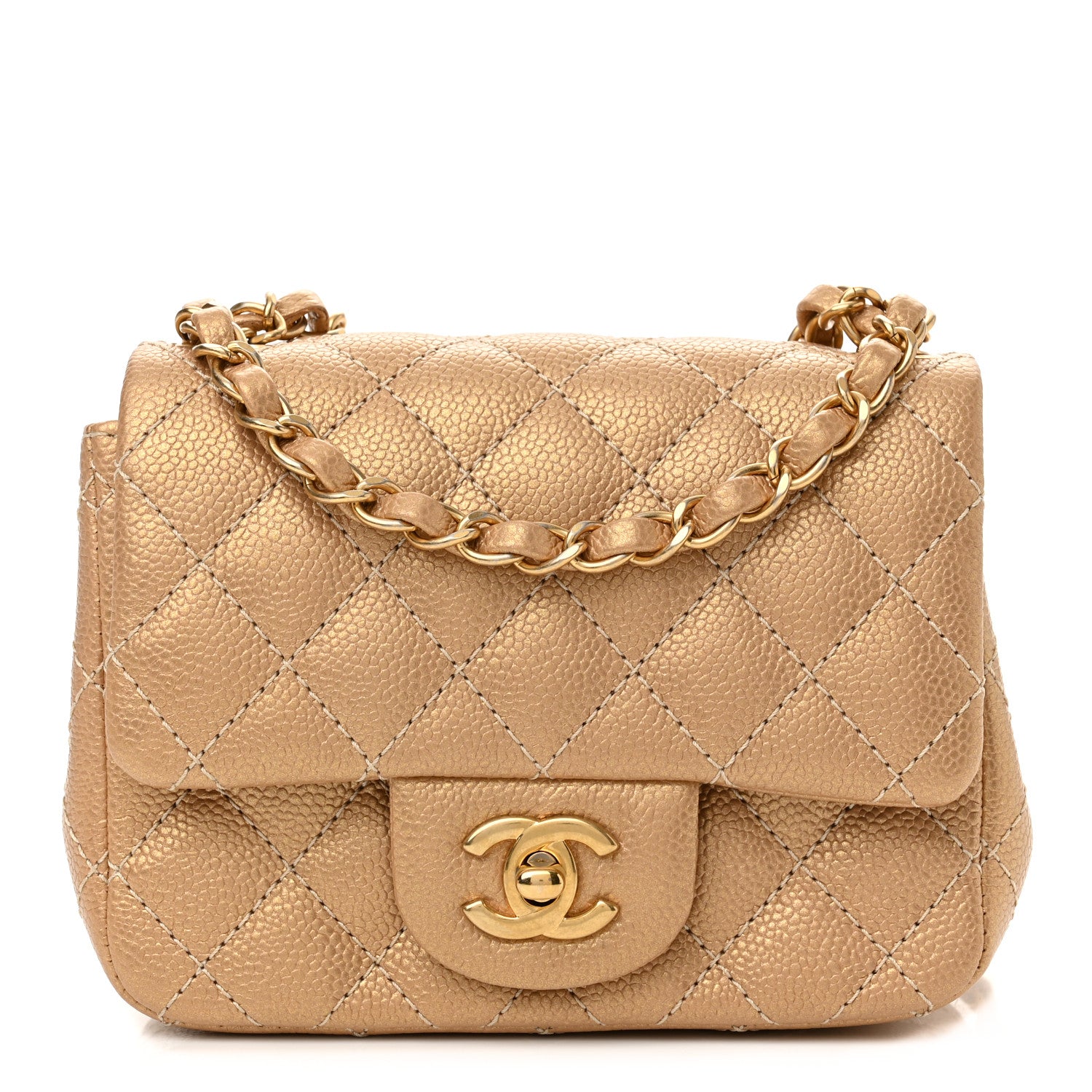 Chanel Metallic Caviar Quilted Mini Square Flap Gold 1 of 9