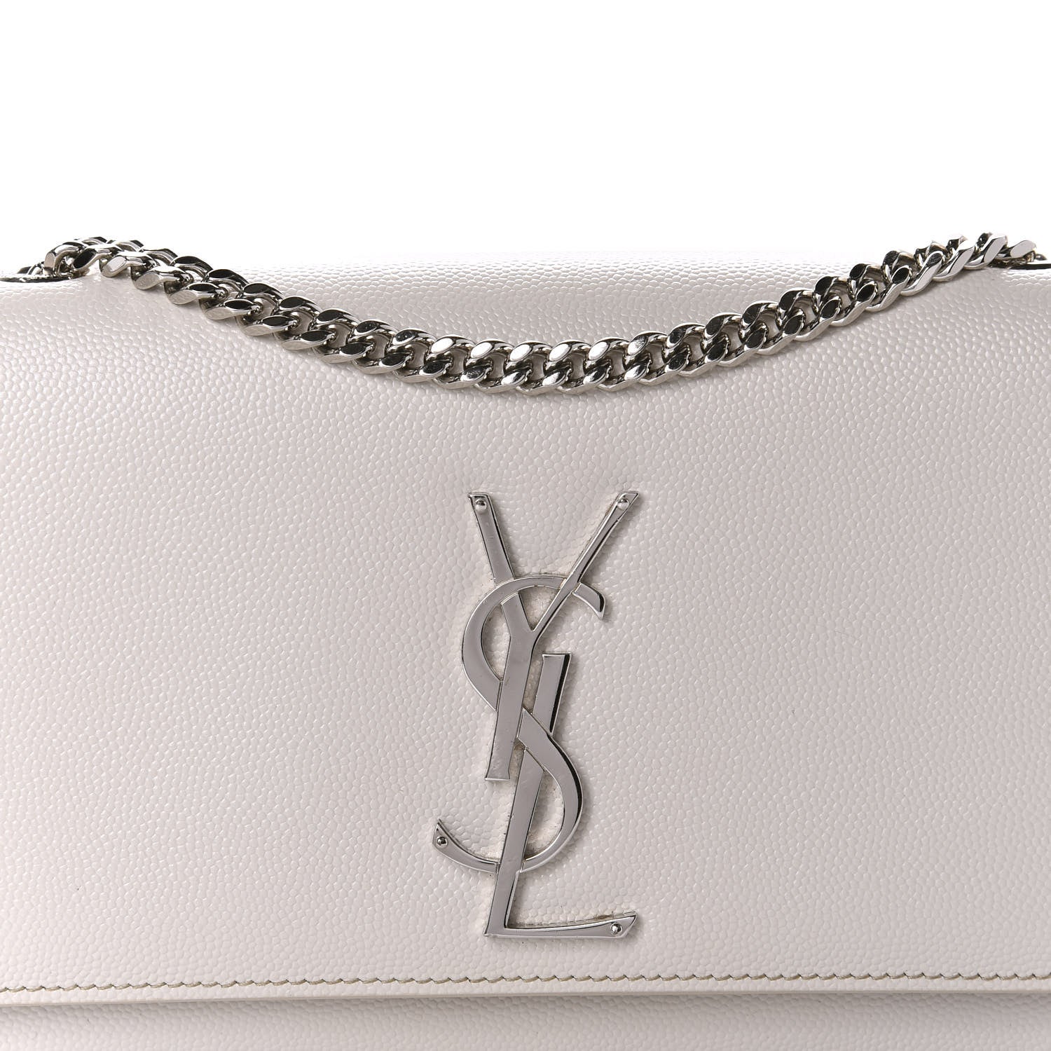 Saint Laurent Grain De Poudre Small Monogram Kate Satchel Optical White 14 of 14