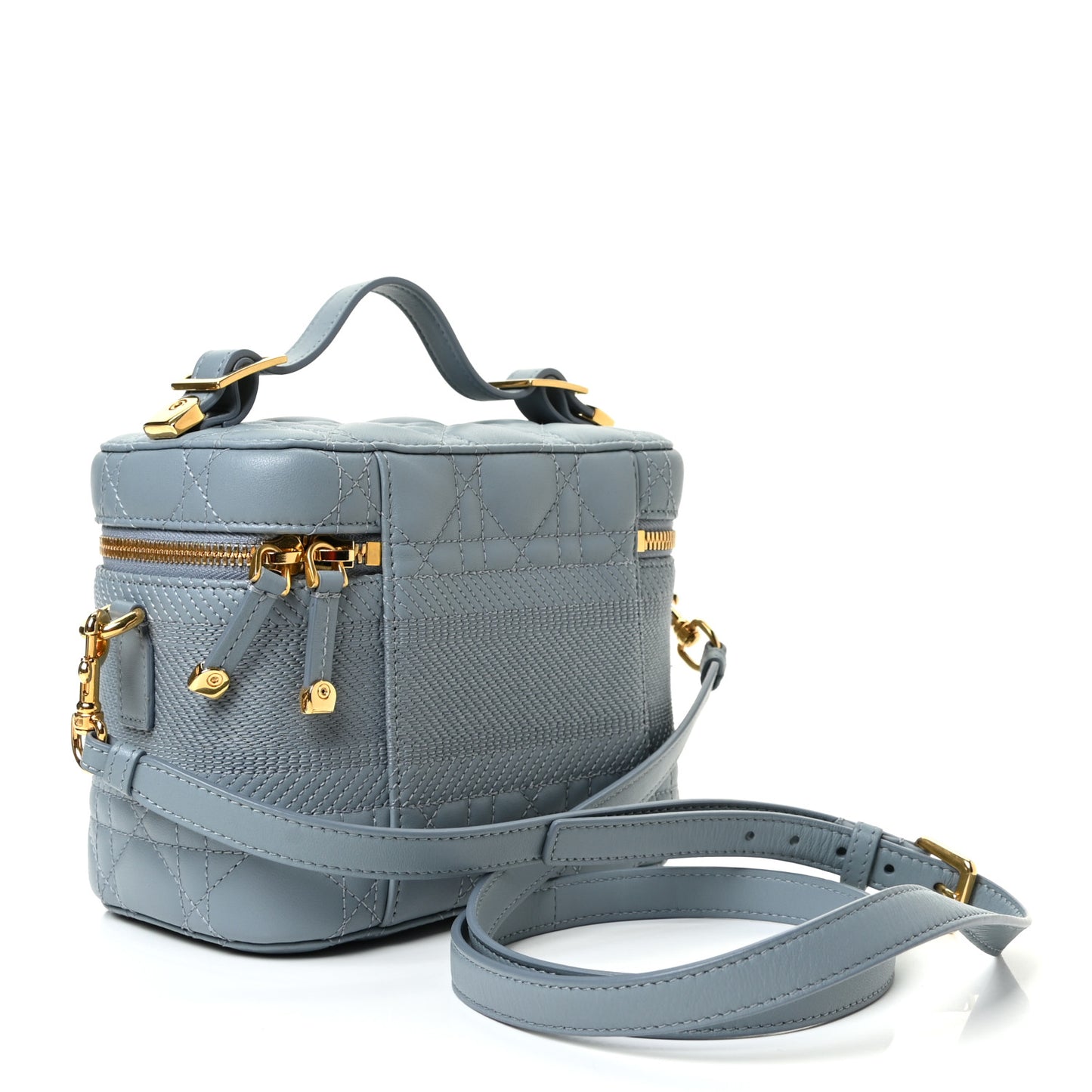 Lambskin Cannage Small Diortravel Vanity Case Cloud Blue