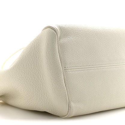Celine Calfskin Cuir Small Triomphe Cabas Drawstring White 9 of 14