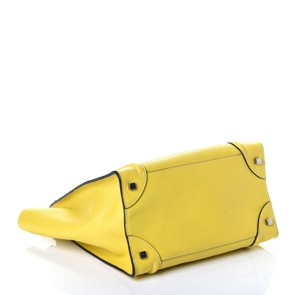 Celine Drummed Calfskin Mini Luggage Citron 4 of 8