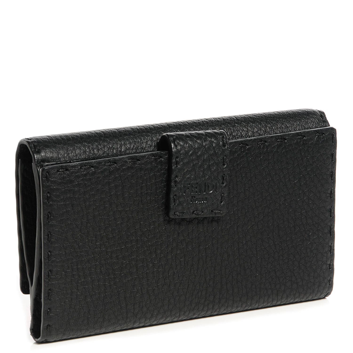 Fendi Cuoio Romano Selleria Peekaboo Continental Wallet Black 3 of 14