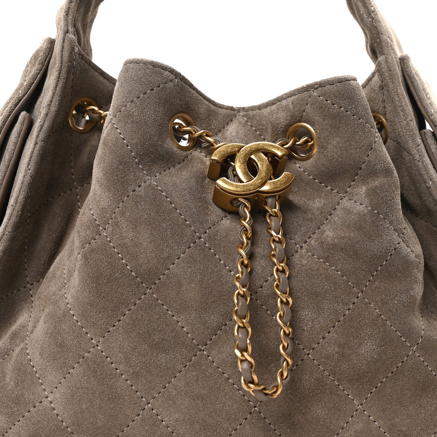 Suede Quilted Small Chanel 25 Handbag Dark Grey