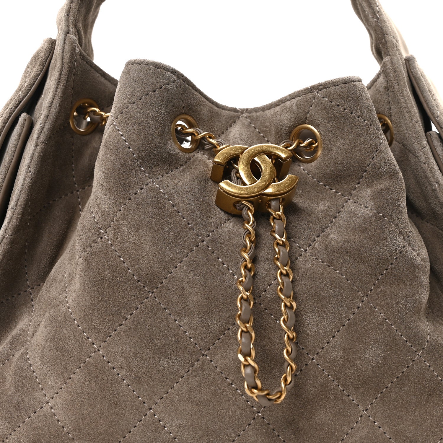Chanel Suede Quilted Small Chanel 25 Handbag Dark Grey 8 of 10