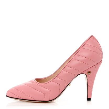 Gucci Nappa Charlotte Chevron Matelasse Double G 95mm Pumps 37 Wild Rose 1 of 9
