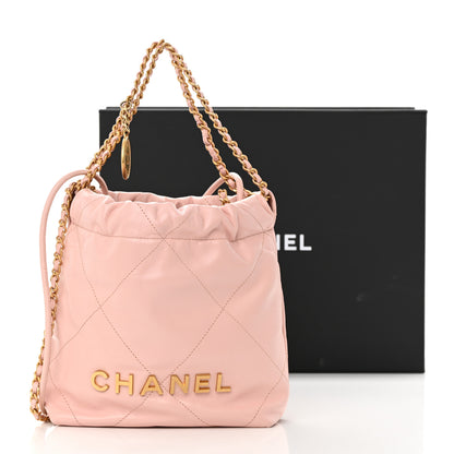 Chanel Shiny Calfskin Quilted Mini Chanel 22 Rose Clair 12 of 12
