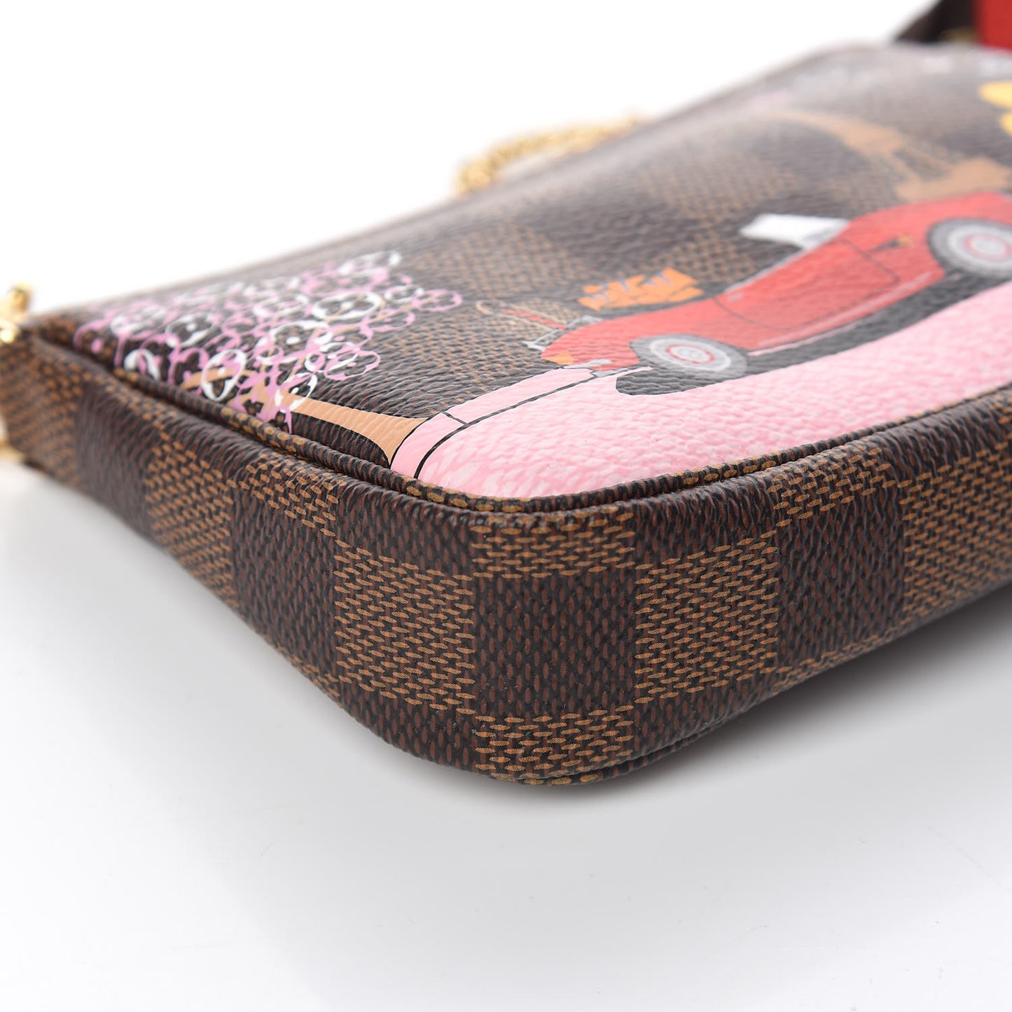 Damier Ebene 2019 Christmas Animation Mini Pochette Accessories Red