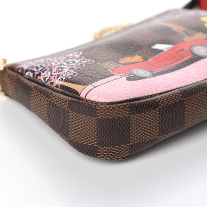 Louis Vuitton Damier Ebene 2019 Christmas Animation Mini Pochette Accessories Red 8 of 10