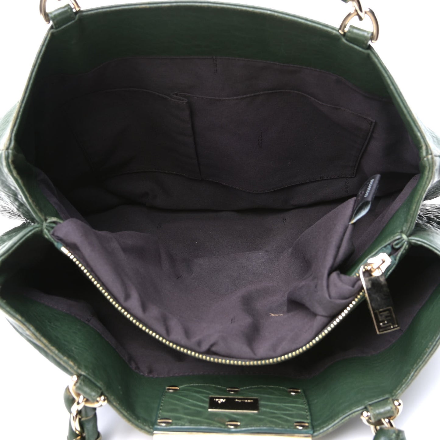 Crinkled Lambskin Mia Tote Verde Inglese