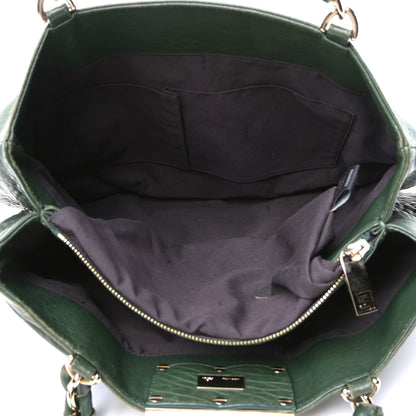 Fendi Crinkled Lambskin Mia Tote Verde Inglese 4 of 11