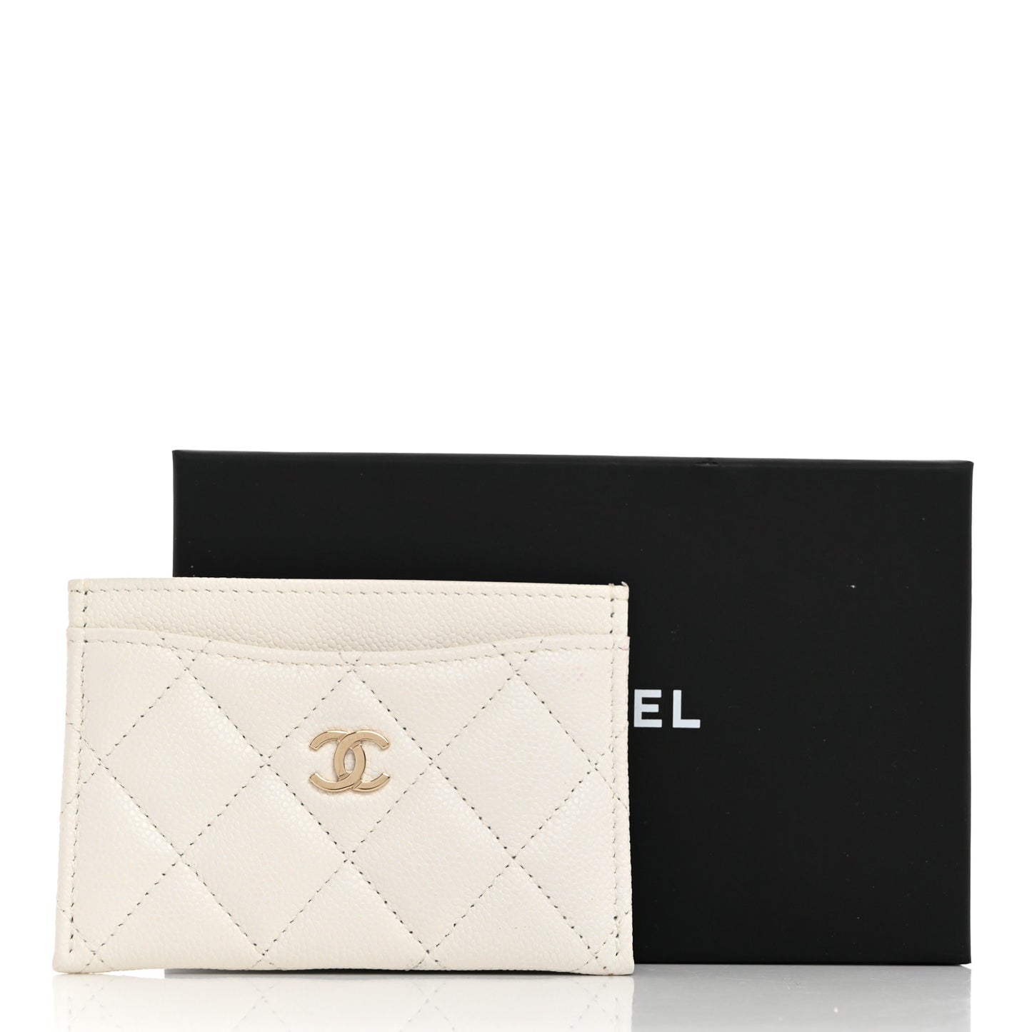 Caviar Quilted Card Holder White