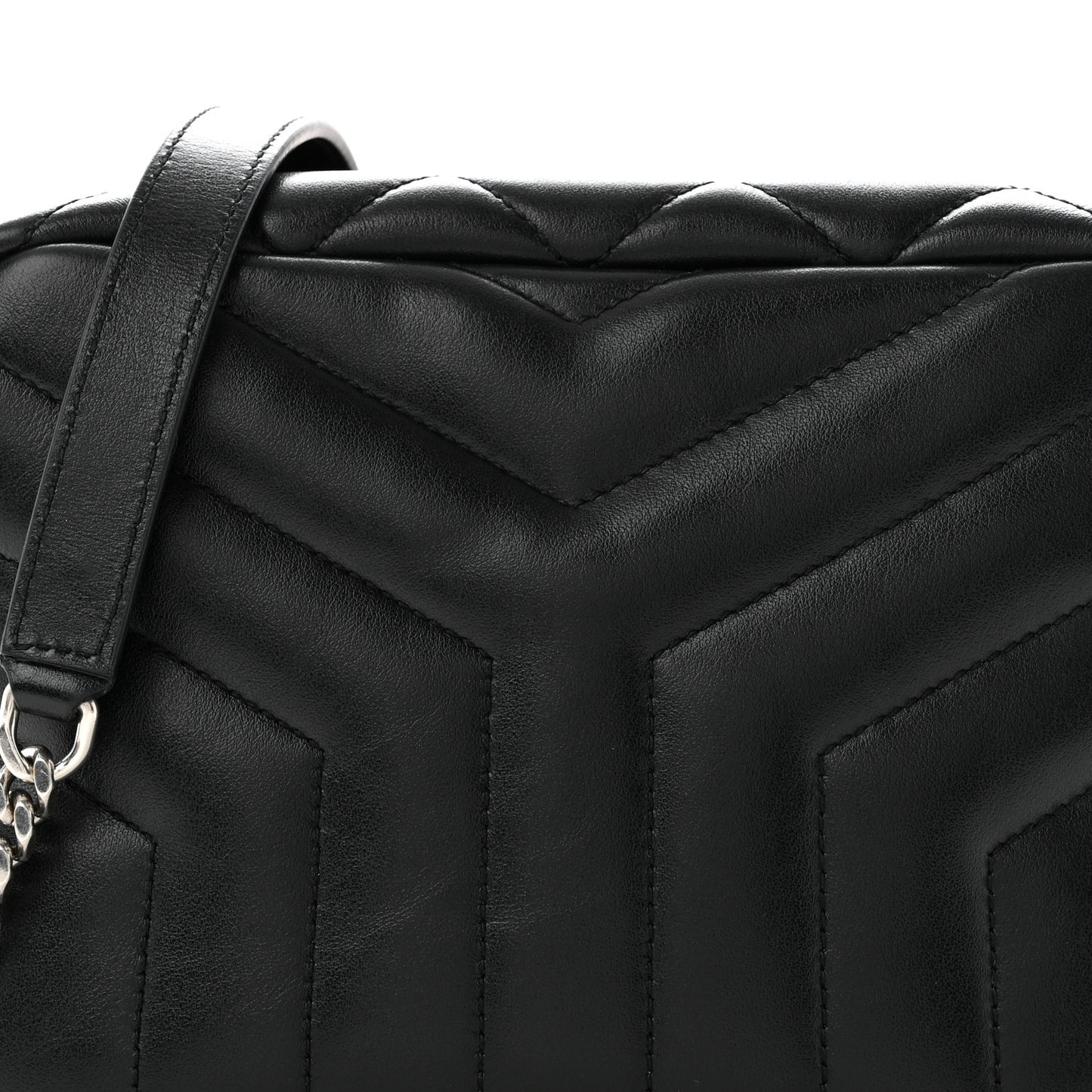 Calfskin Y Quilted Monogram Small Loulou Bowling Bag Black