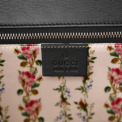 Gucci Calfskin Frame Print Bamboo Top Handle Bag Black 6 of 13