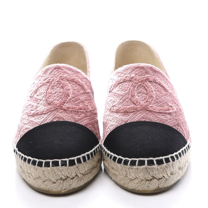 Chanel Velvet Grosgrain Quilted Camellia CC Espadrilles 38 Pink Black 3 of 11