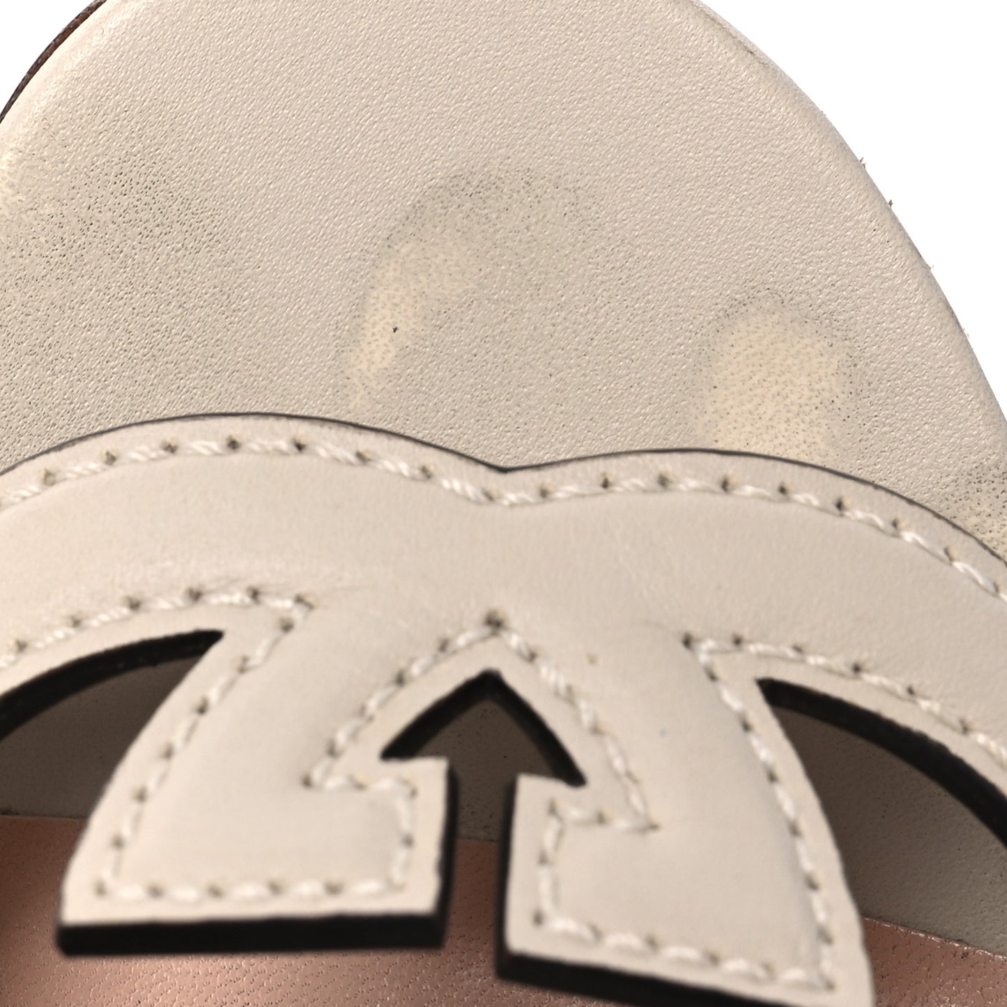 Cosmos Softy Calfskin Wooden Interlocking G Cut-Out 30/120mm Platform Sandals 37 Mystic White