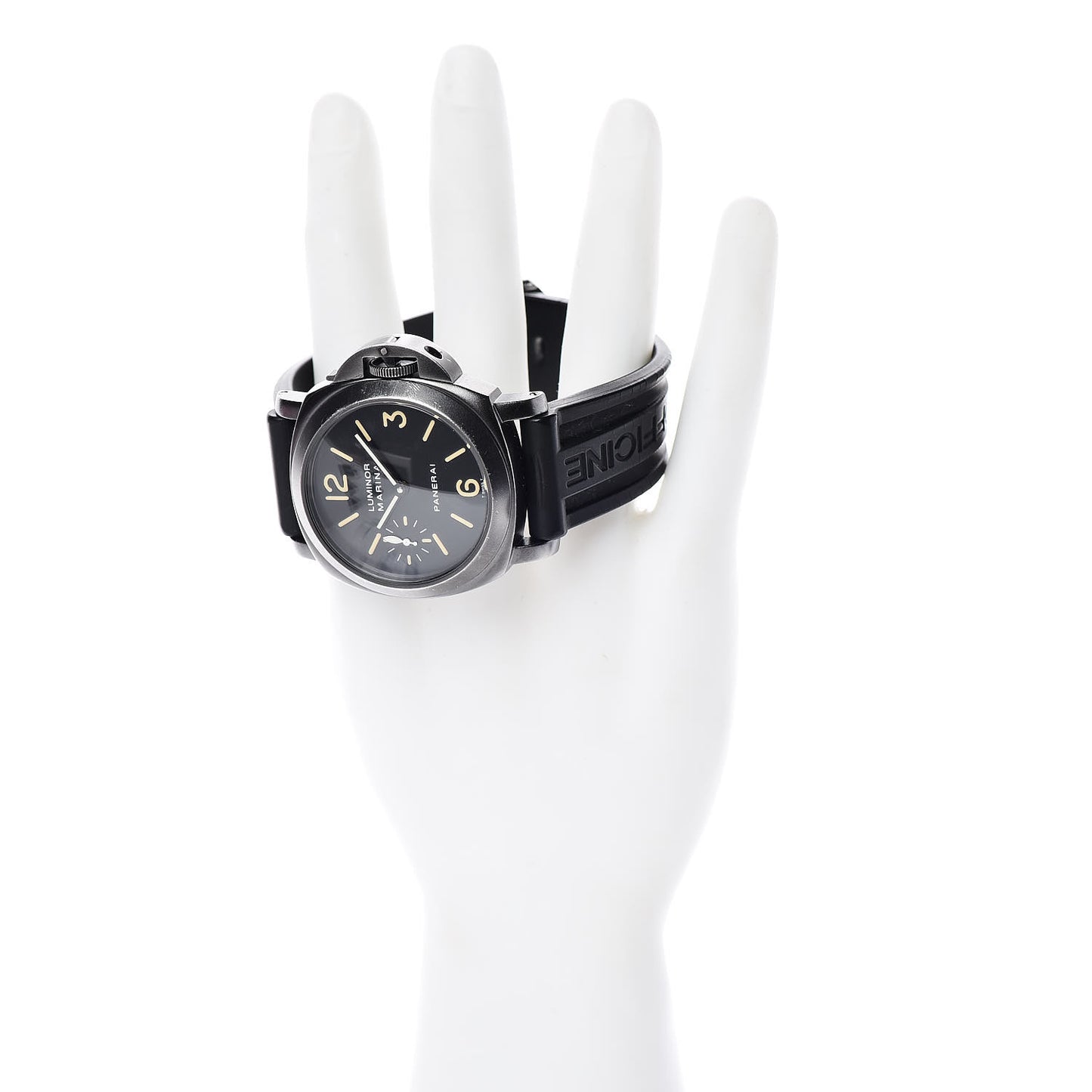 Stainless Steel PVD Rubber 44mm Luminor Marina Manual Winding Watch Black PAM00004