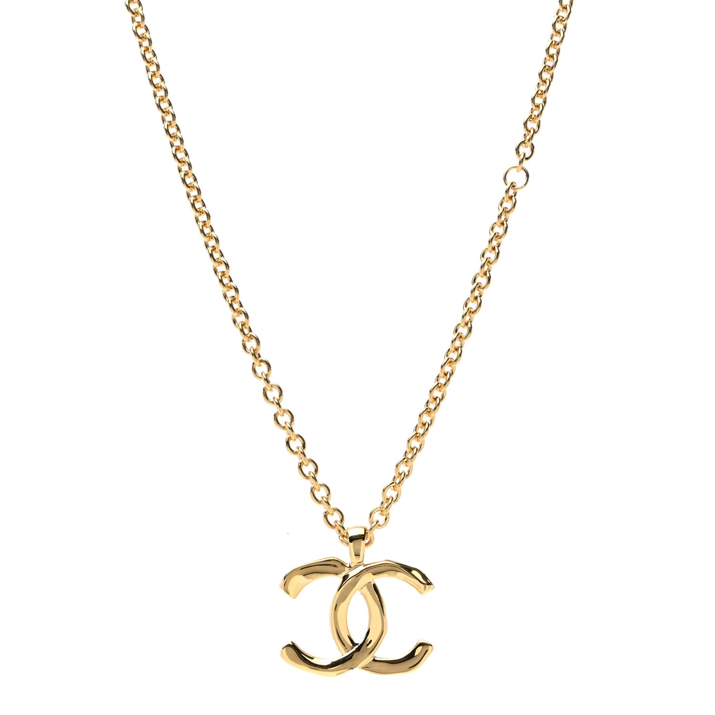 Metal Large CC Pendant Chain Necklace Gold