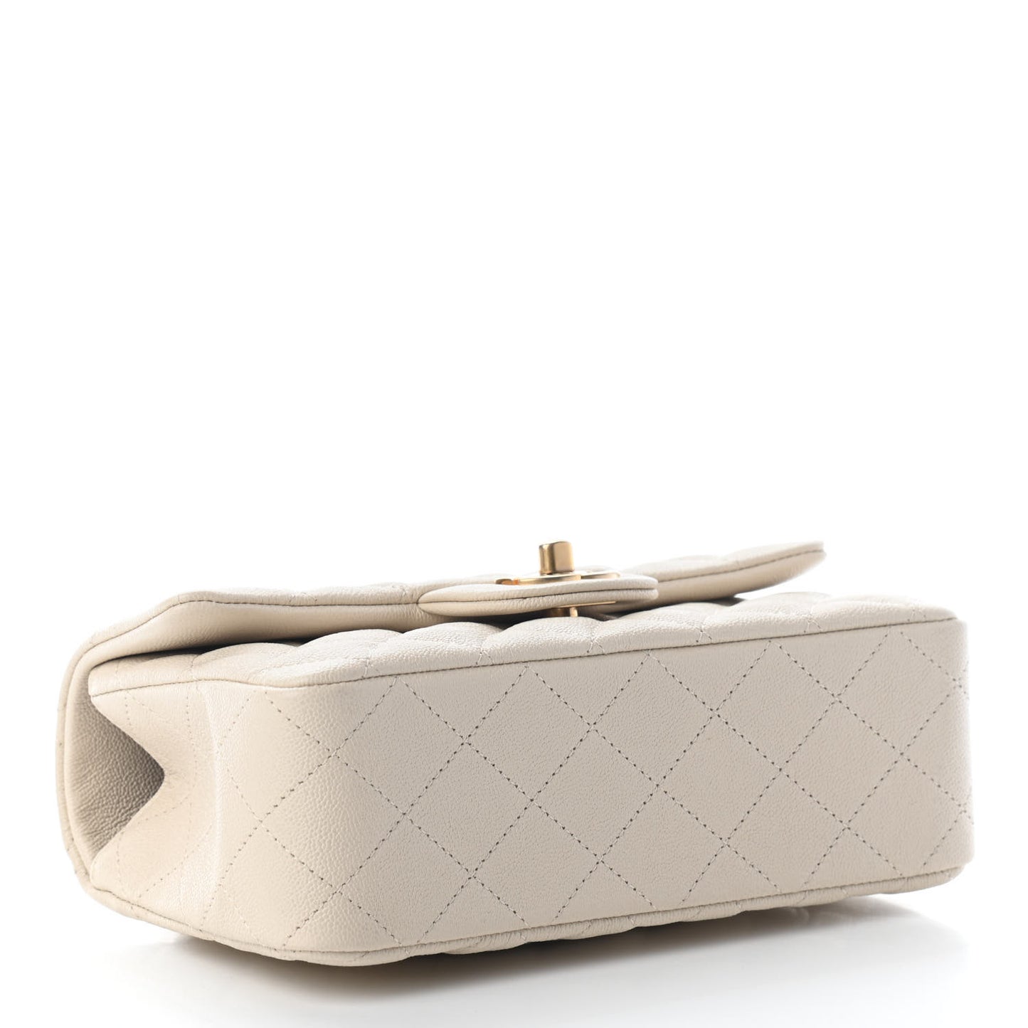 Caviar Quilted Mini Top Handle Rectangular Flap Beige