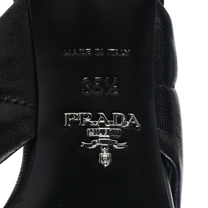 Prada Nappa Logo Quilted Crisscross 55mm Slide Sandals 35.5 Black 6 of 8