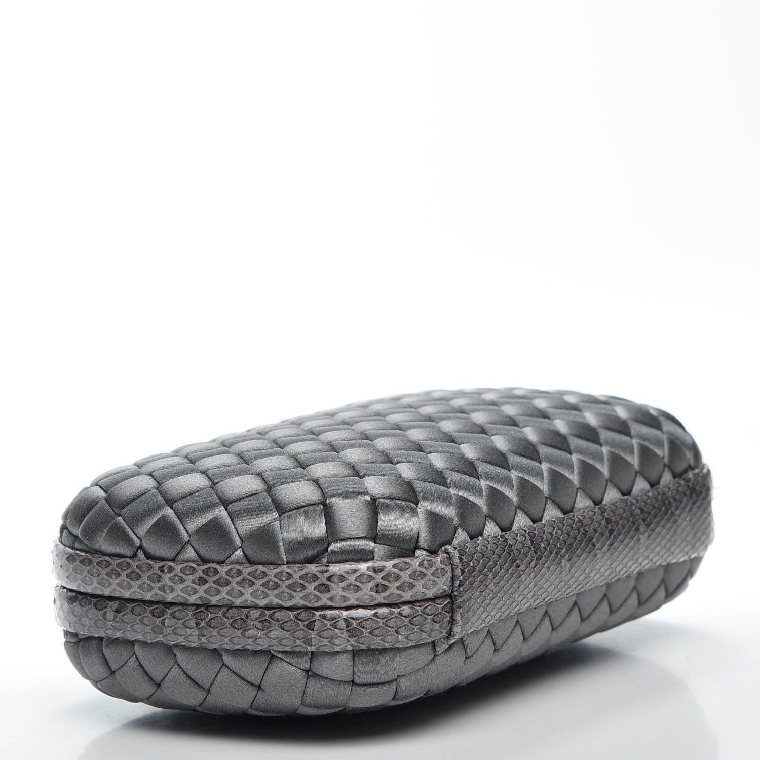 Bottega Veneta Satin Intreccio Impero Ayers Knot Clutch Light Grey 3 of 5
