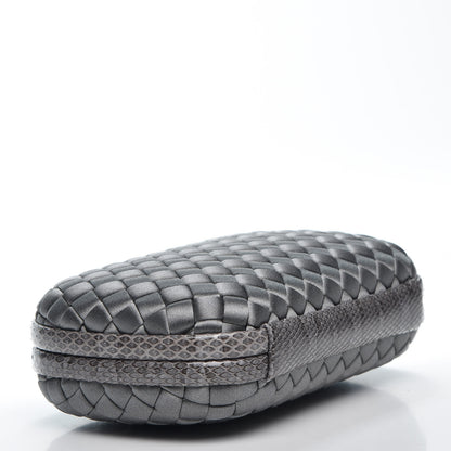 Bottega Veneta Satin Intreccio Impero Ayers Knot Clutch Light Grey 3 of 5