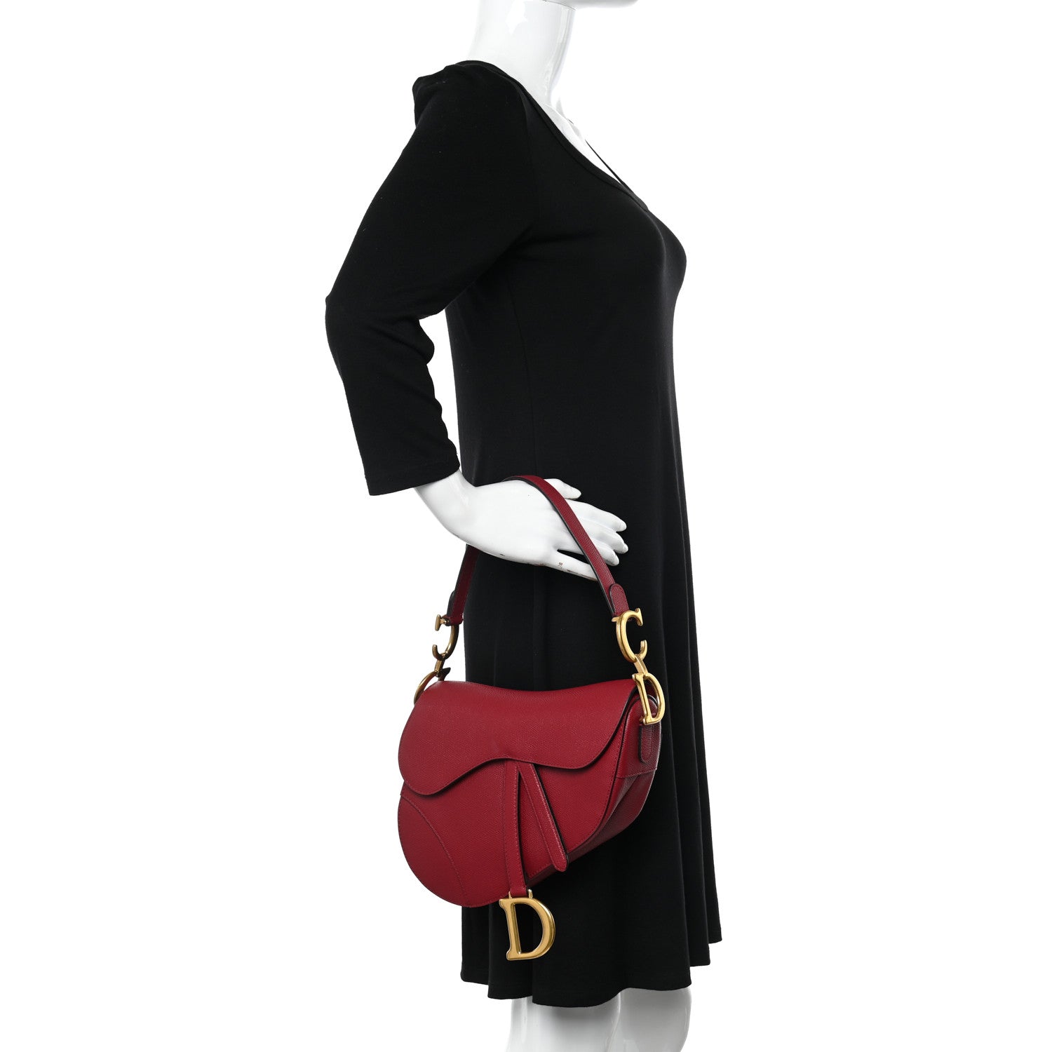 Christian Dior Grained Calfskin Saddle Bag Red 2 of 11