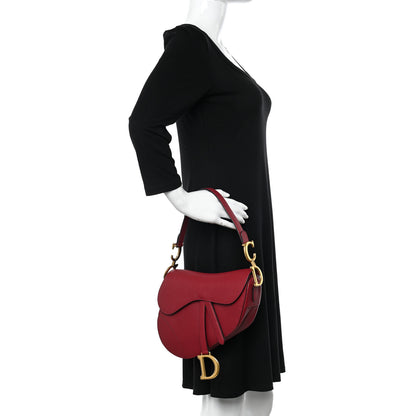 Christian Dior Grained Calfskin Saddle Bag Red 2 of 11