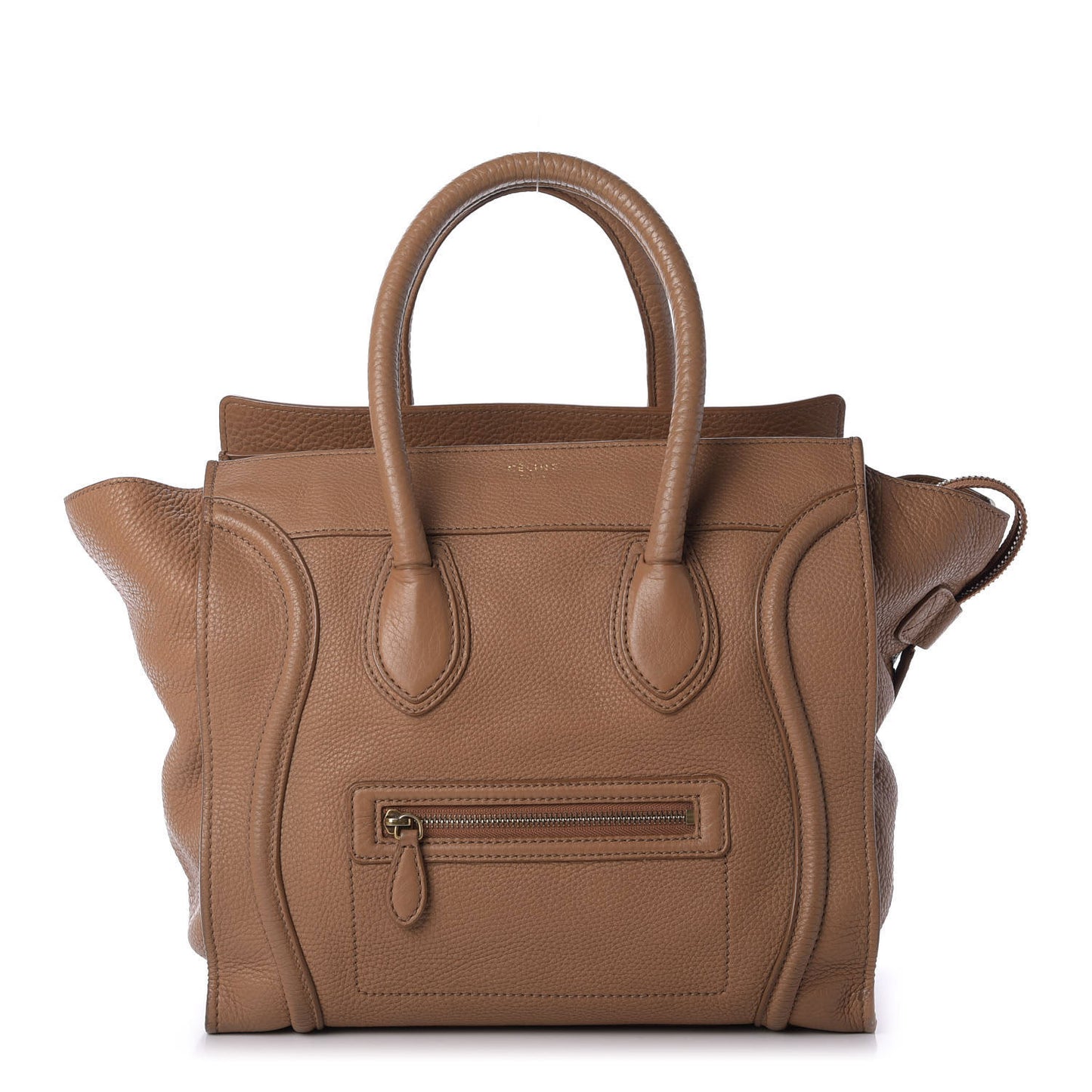 Drummed Calfskin Mini Luggage Camel