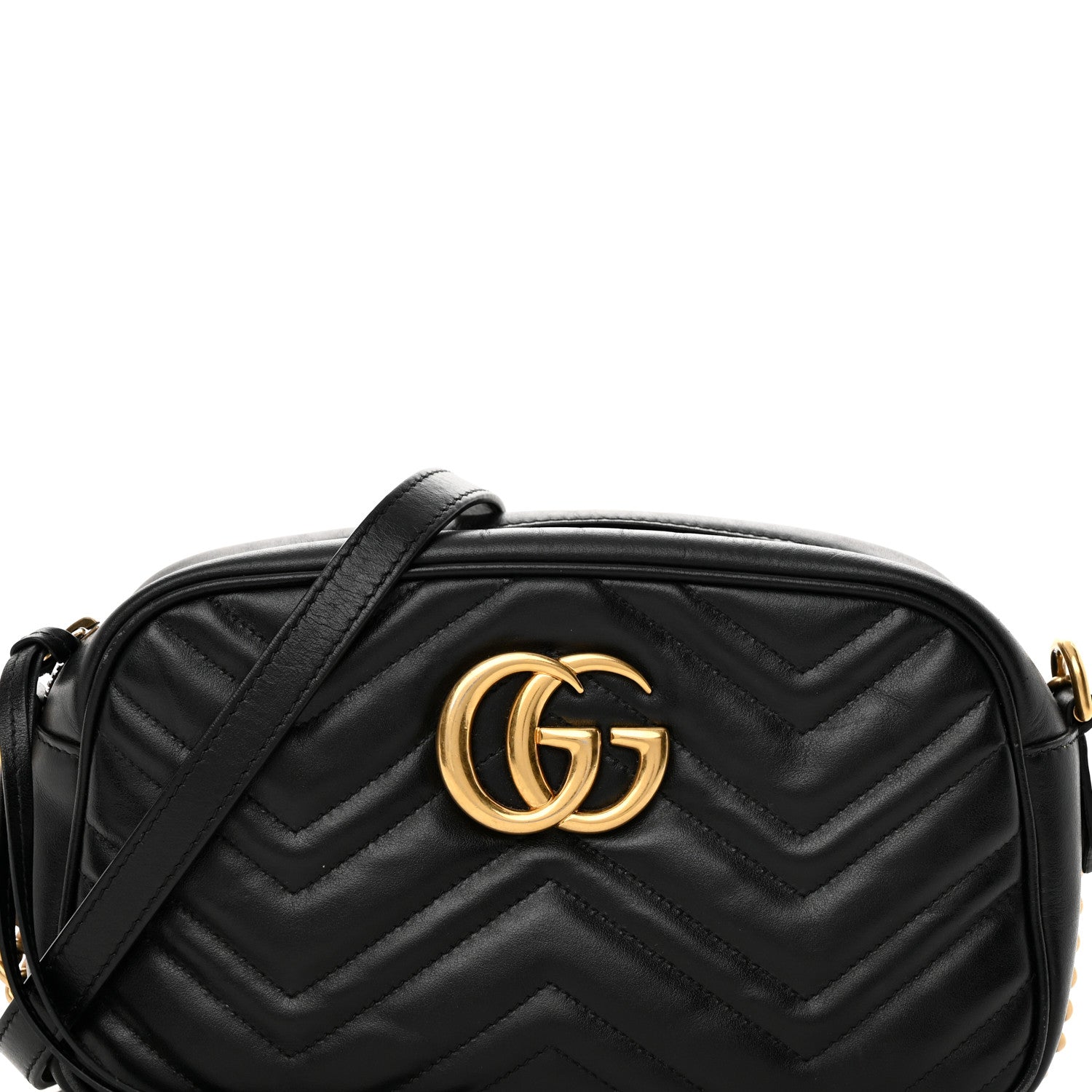Gucci Calfskin Matelasse Small GG Marmont Chain Shoulder Bag Black 8 of 11