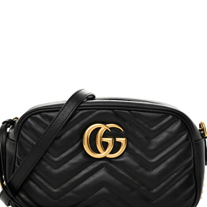 Gucci Calfskin Matelasse Small GG Marmont Chain Shoulder Bag Black 8 of 11
