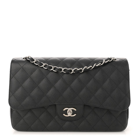 Caviar Quilted Jumbo Double Flap Black