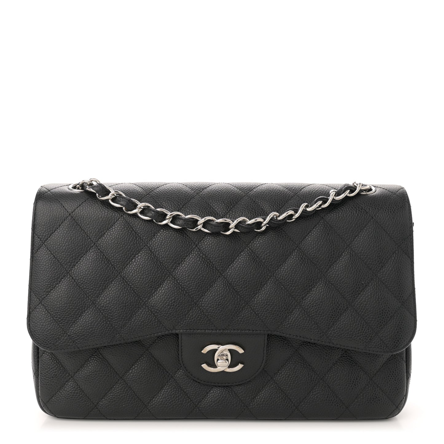 Caviar Quilted Jumbo Double Flap Black