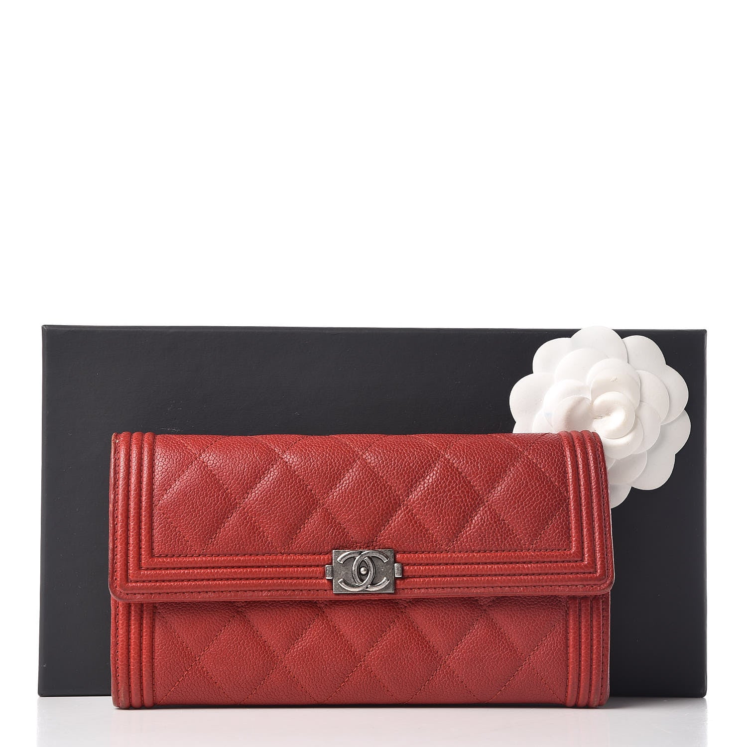 Chanel Caviar Quilted Boy Flap Wallet Red 18 of 18