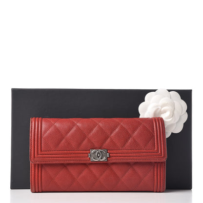 Chanel Caviar Quilted Boy Flap Wallet Red 18 of 18