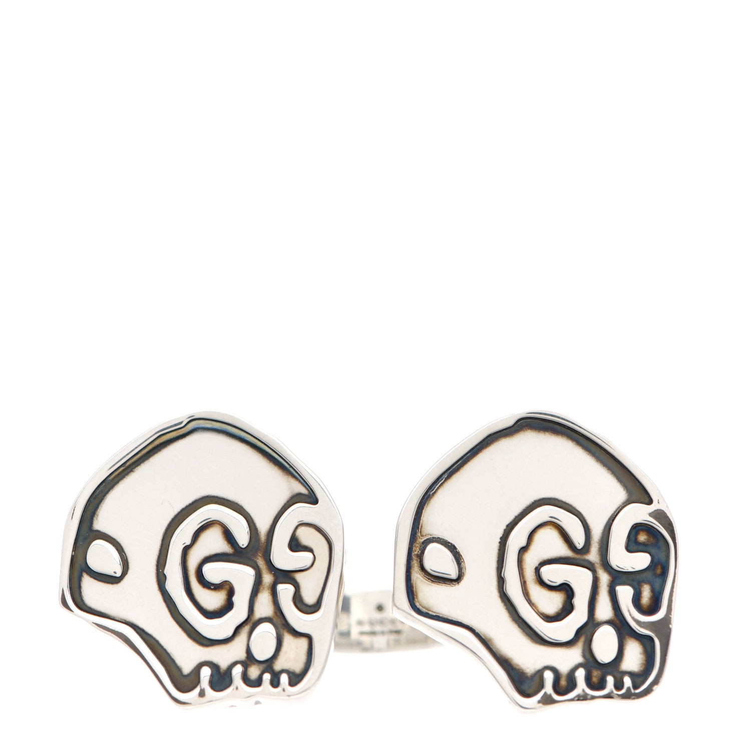 Gucci Sterling Silver GucciGhost Hamlet Skull Double Ring 58 8.25 1 of 7