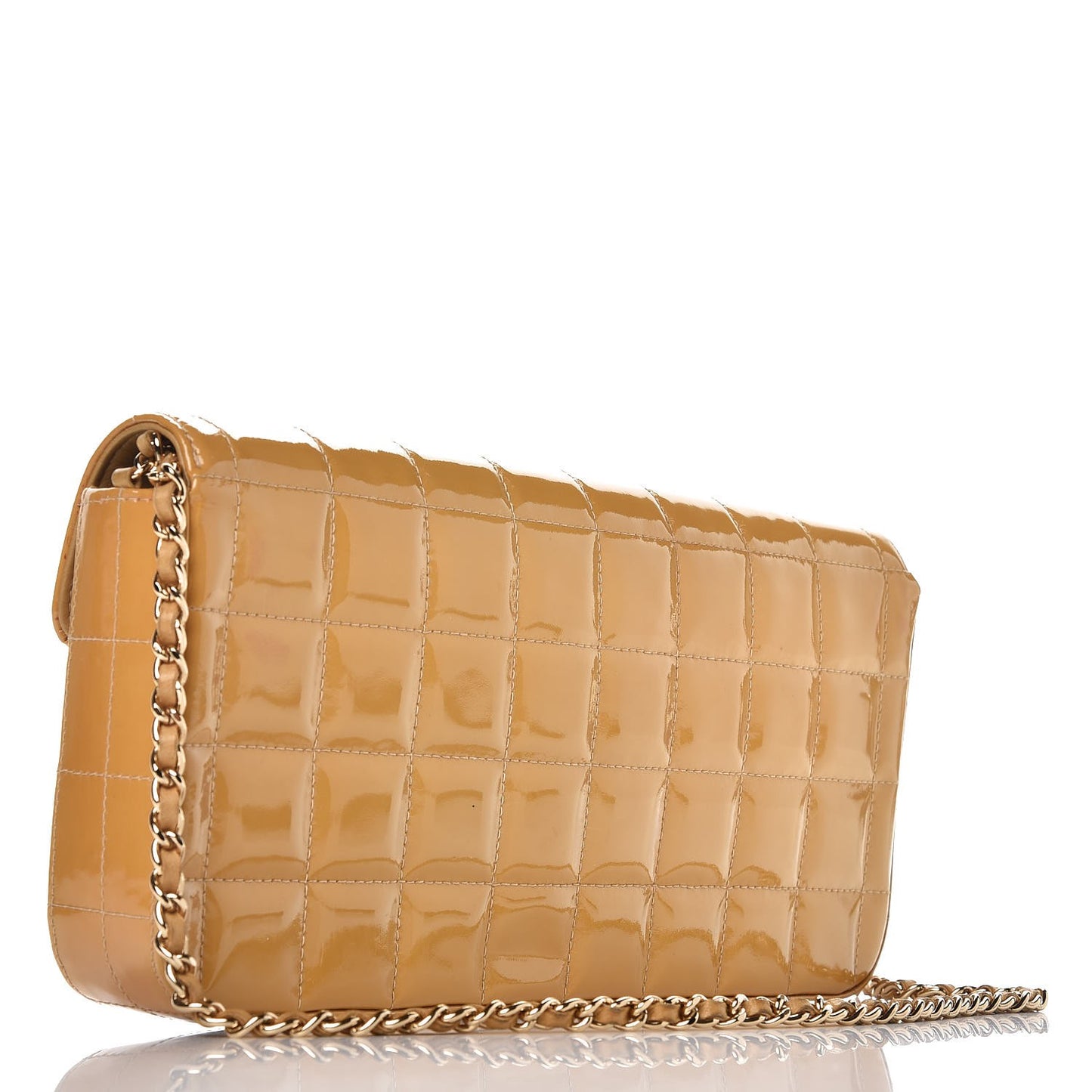 Patent East West Chocolate Bar Flap Beige