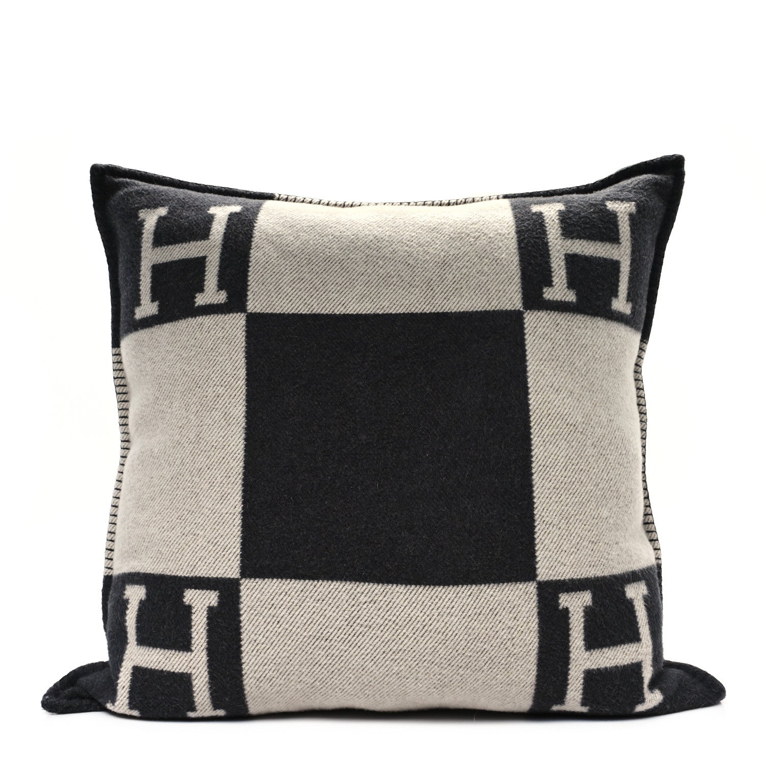 Hermes Wool Cashmere Avalon Pillow PM Ecru Gris Fonce 1 of 3