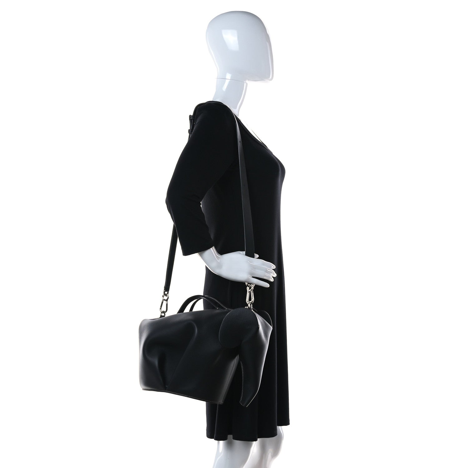 Loewe Calfskin Large Elephant Crossbody Bag Black 3 of 12