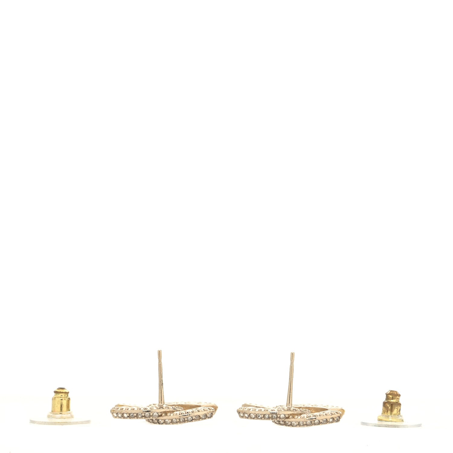 Chanel Crystal Timeless CC Earrings Light Gold 3 of 4