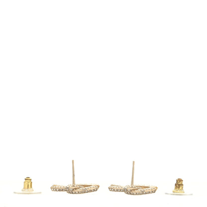Chanel Crystal Timeless CC Earrings Light Gold 3 of 4