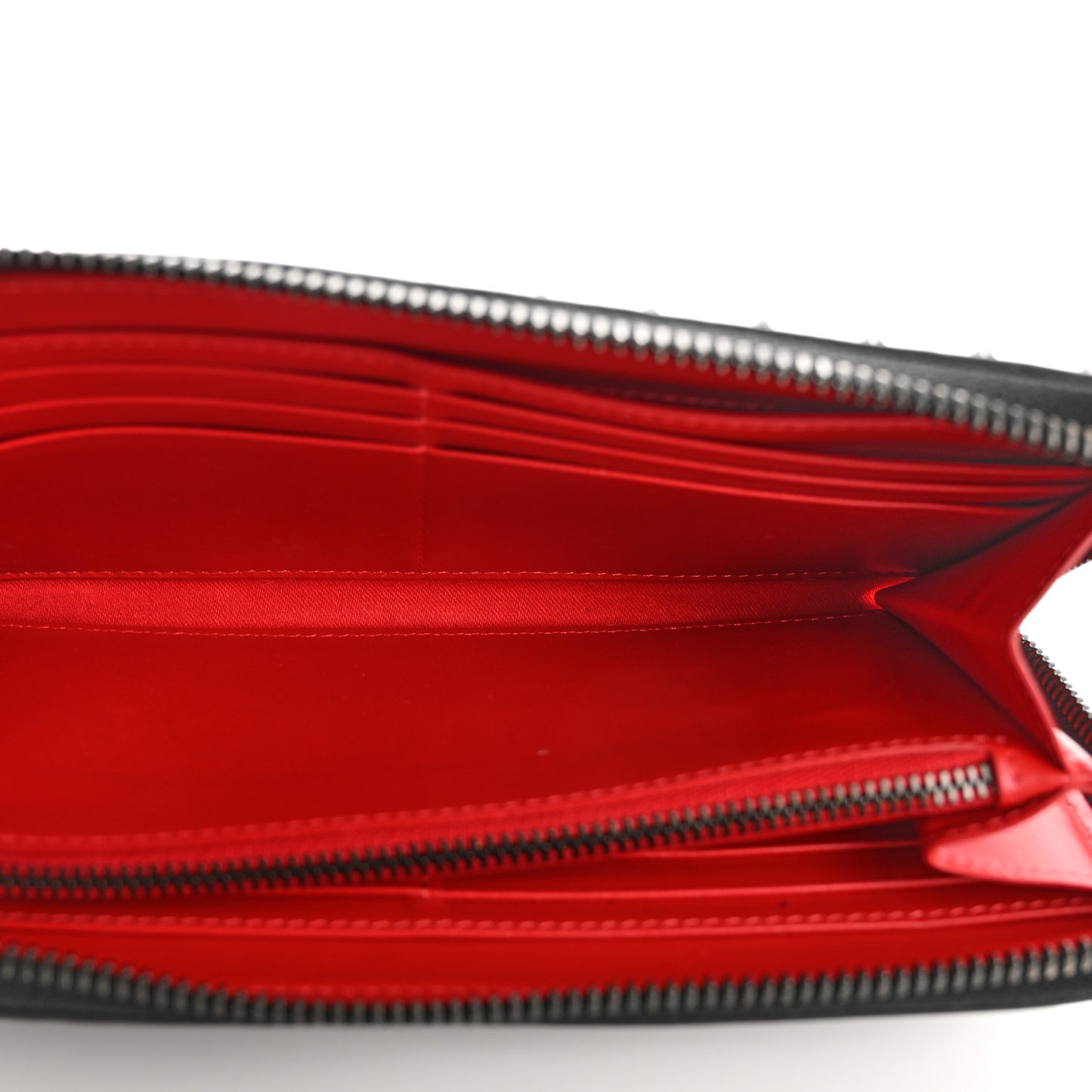 Calfskin Panettone Spiked Zip Around Wallet Black