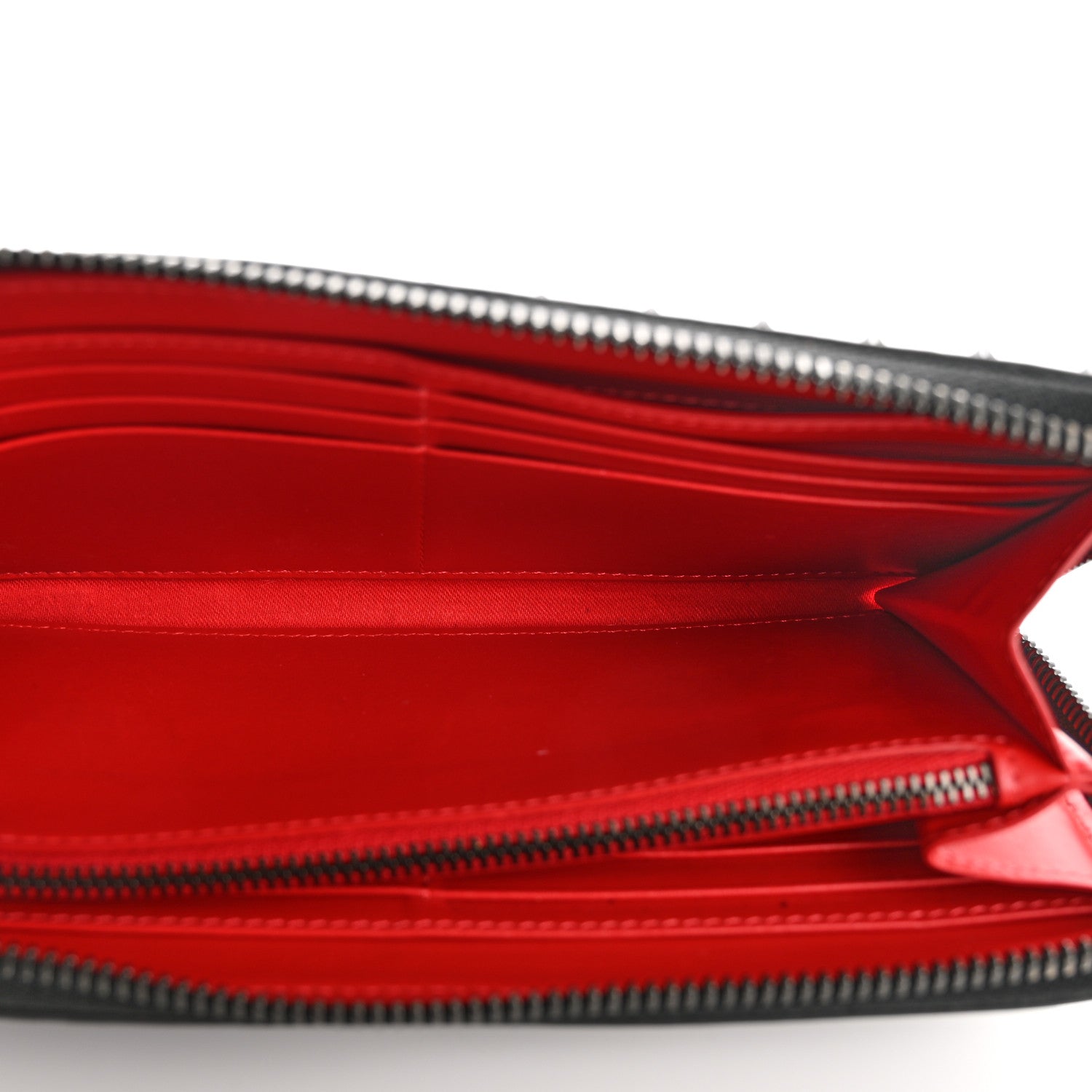 Christian Louboutin Calfskin Panettone Spiked Zip Around Wallet Black 5 of 8