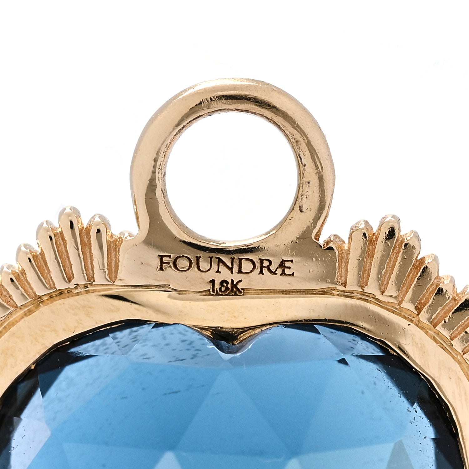 Foundrae 18K Yellow Gold London Blue Topaz Heart Love Medallion Pendant 4 of 4