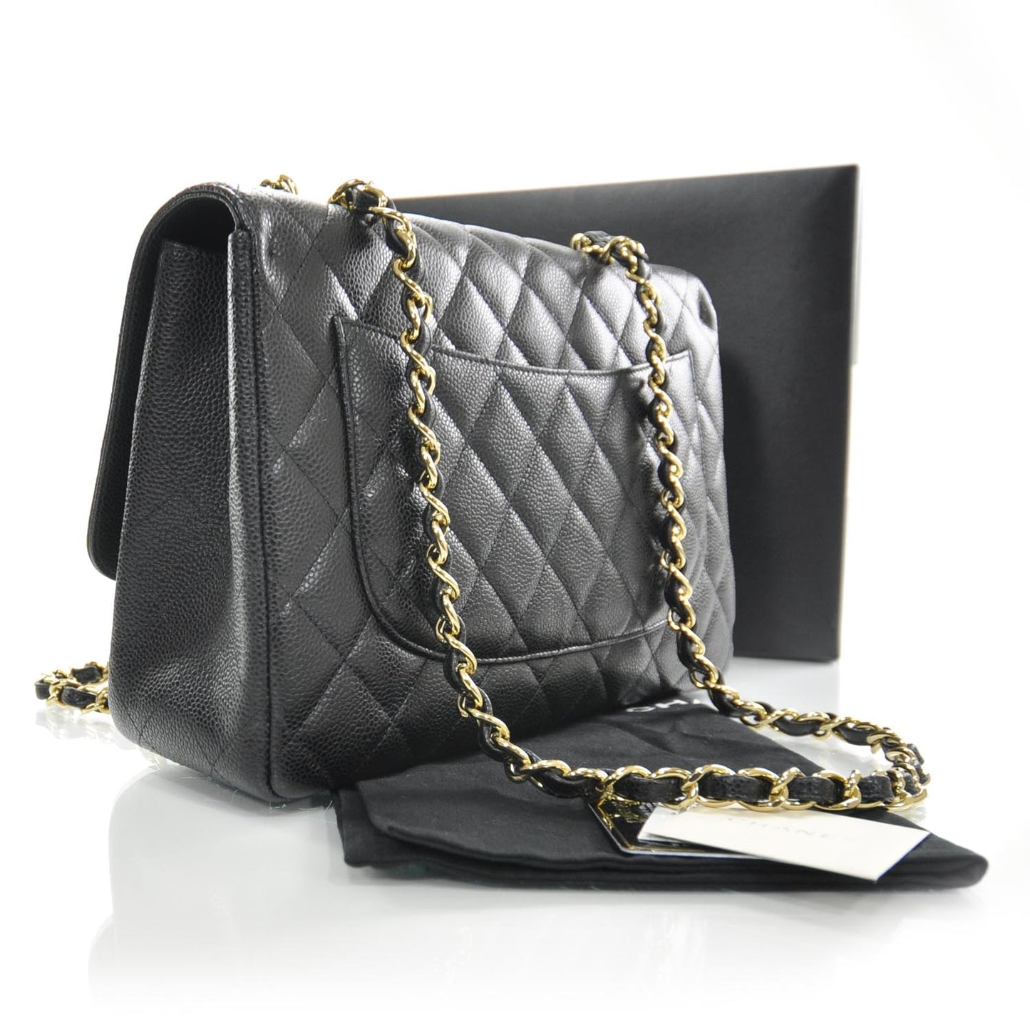 Caviar Jumbo Flap Black GHW