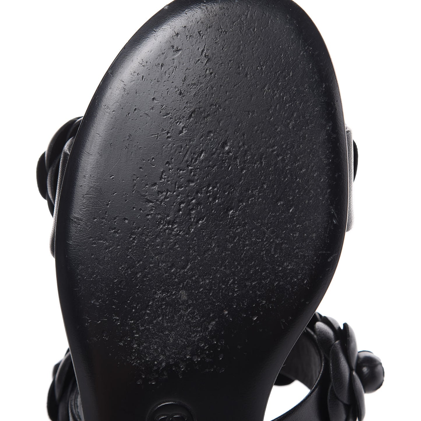 Lambskin Camellia Sandals 35.5 Black