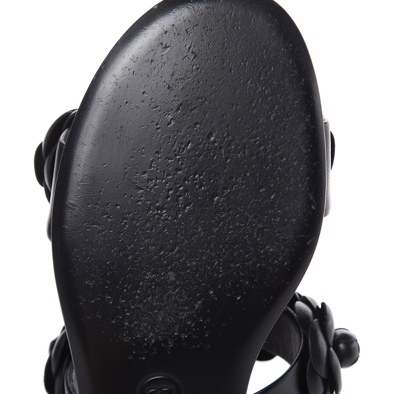 Chanel Lambskin Camellia Sandals 35.5 Black 9 of 11