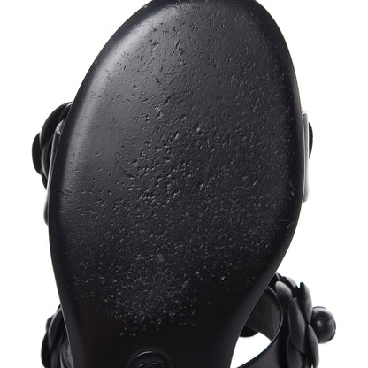 Chanel Lambskin Camellia Sandals 35.5 Black 9 of 11