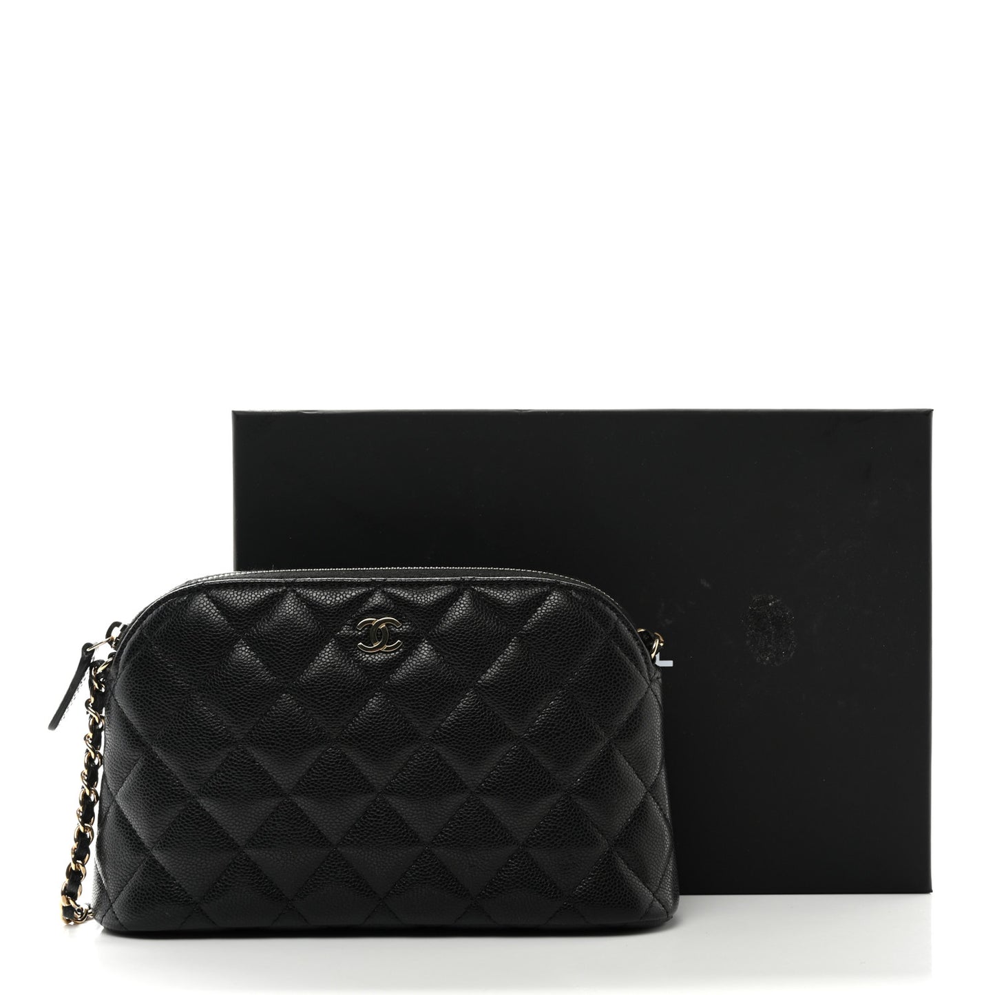 Caviar Quilted Classic Clutch with Chain Black