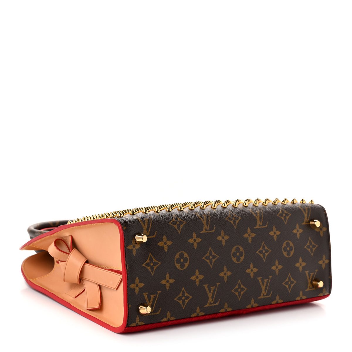 Louis Vuitton Monogram Calf Hair Spikes Iconoclasts Christian Louboutin Tote Red 4 of 9
